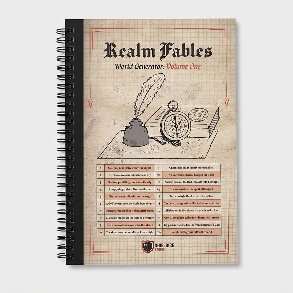 Realm Fables Vol.1 World Generator RPG Campaign Notebook Shieldice Studio TTRPG